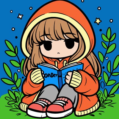 girl in oversized hoodie reading a book