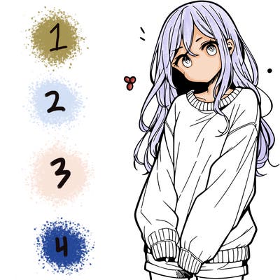 manga teen girl  in a sweater and baggy pants