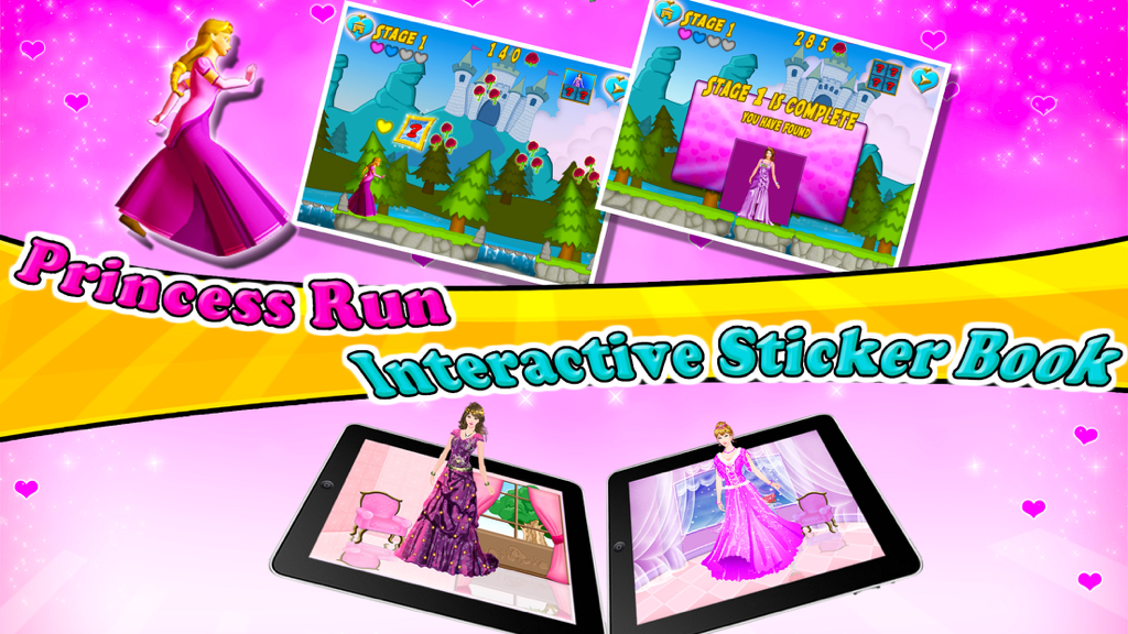 Little Princess Coloring Book! - Little Princess Coloring Book featuring Princess Run game and interactive stickers on tablet screens