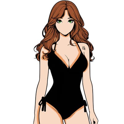 realistic girl with a revealing swimsuit