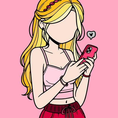 girl with crop top texting on her phone