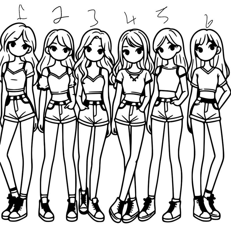 a group of girls wearing crop tops and shorts