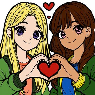 girls making heart with their hands
