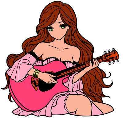 beautiful girl playing the guitar