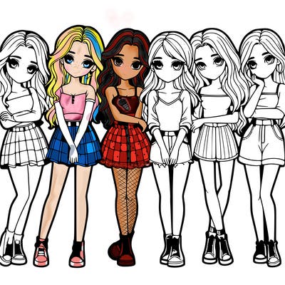 a group of girls realistic