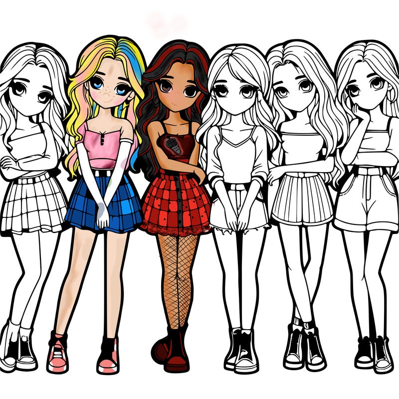 a group of girls realistic