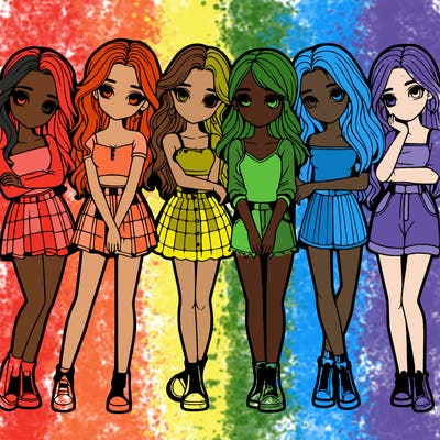 a group of girls realistic