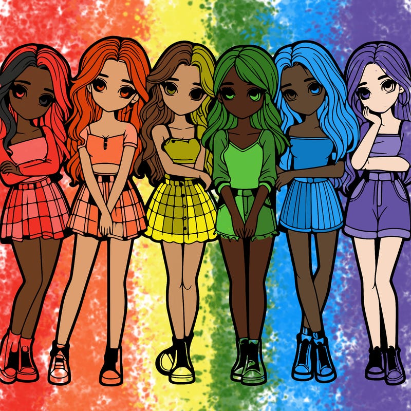 a group of girls realistic