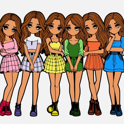 a group of girls realistic