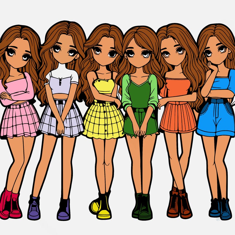 a group of girls realistic