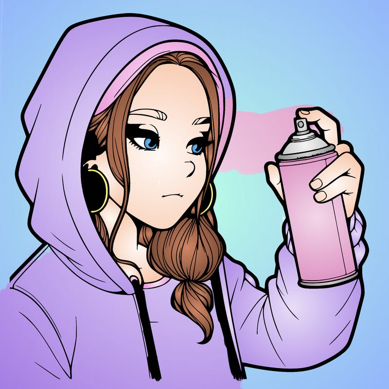 a realistic girl, spray painting
