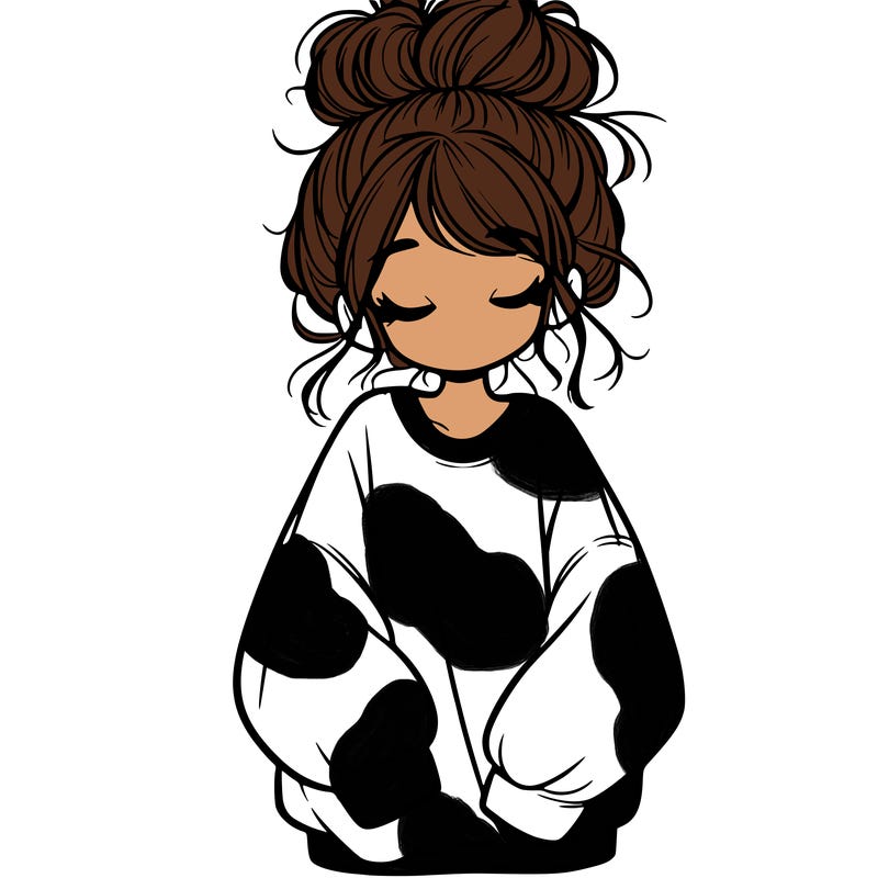 girl with baggy sweatshirt and messy bun