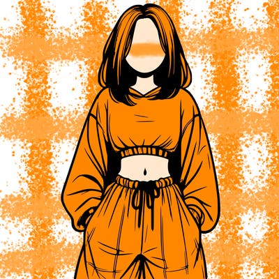 realistic girl faceless with baggy pants and a crop top