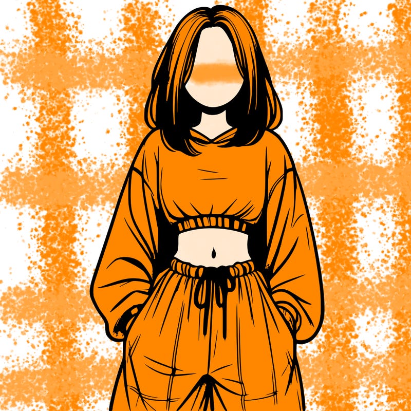 realistic girl faceless with baggy pants and a crop top