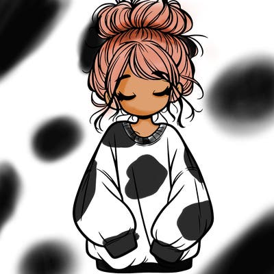 girl with baggy sweatshirt and messy bun