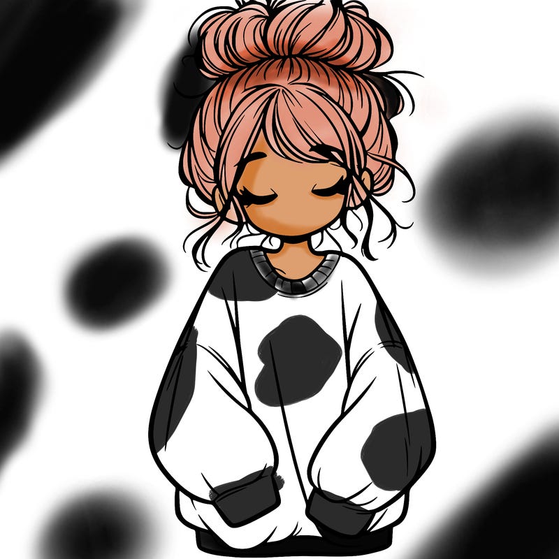 girl with baggy sweatshirt and messy bun