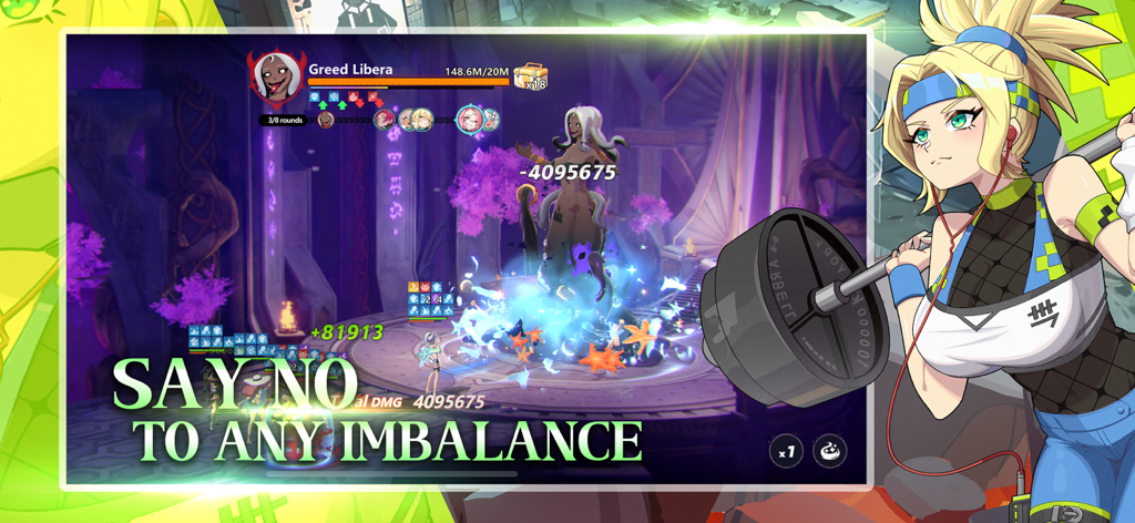 Battle scene from Era of Sepia RPG featuring a boss fight and an anime character holding a barbell