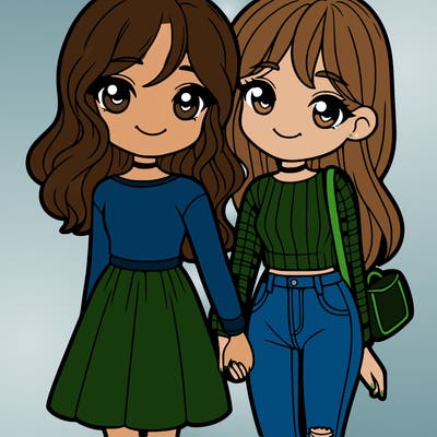 two girls best friends