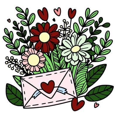 flowers with a love letter