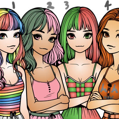 four realistic girls