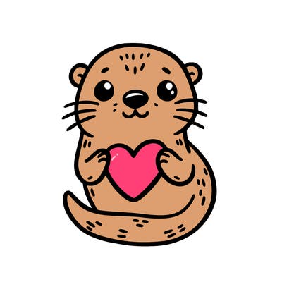 otter with a heart