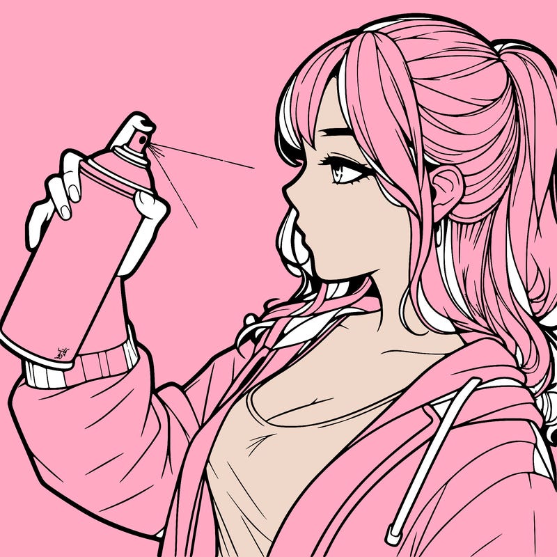 a realistic girl spray, painting