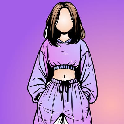 realistic girl faceless with baggy pants and a crop top