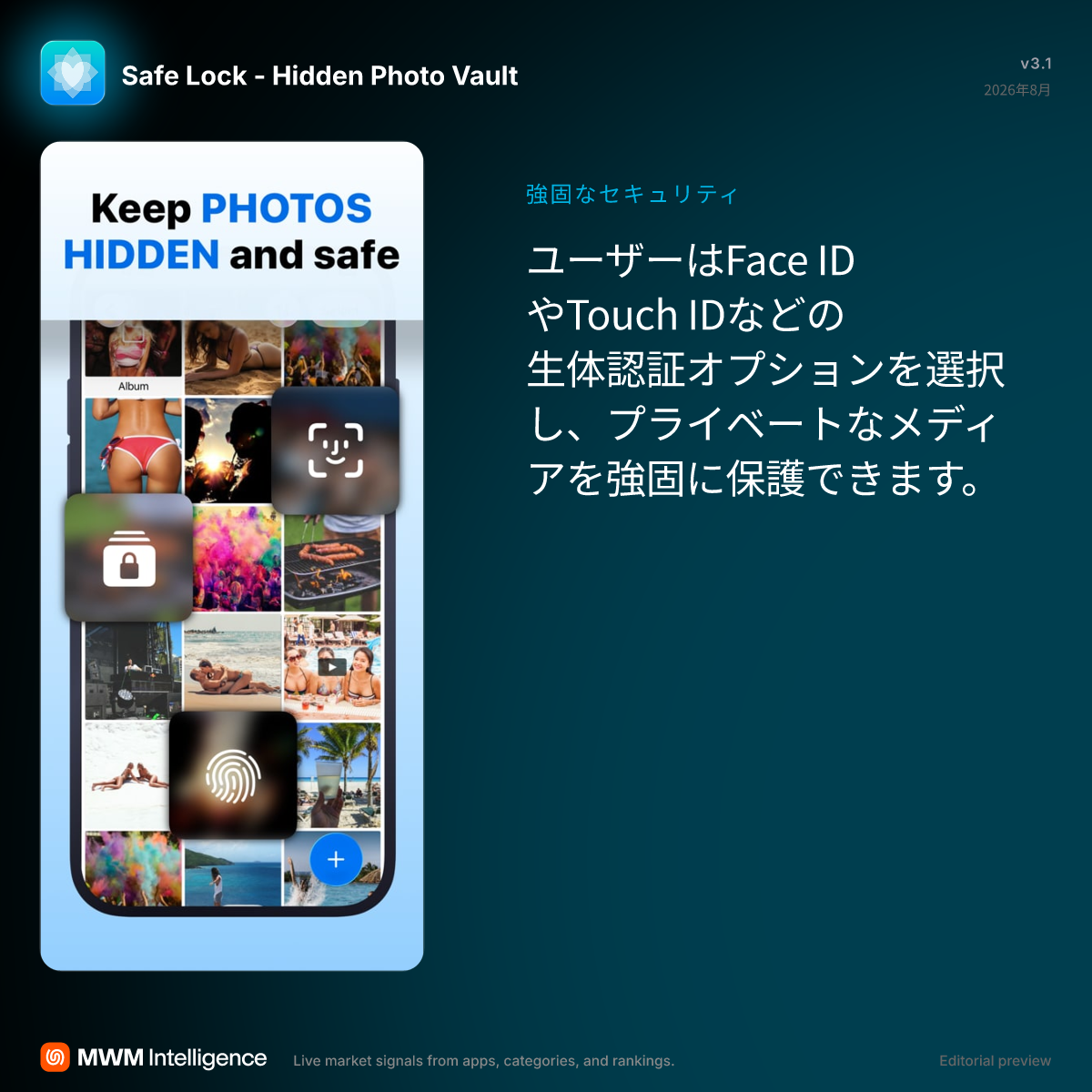 写真保存 ー 秘密のアルバムやフォルダをロックする。 - 写真／ビデオ