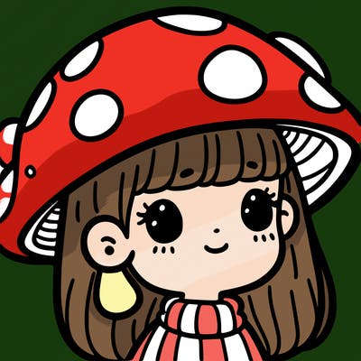 girl with mushroom hat