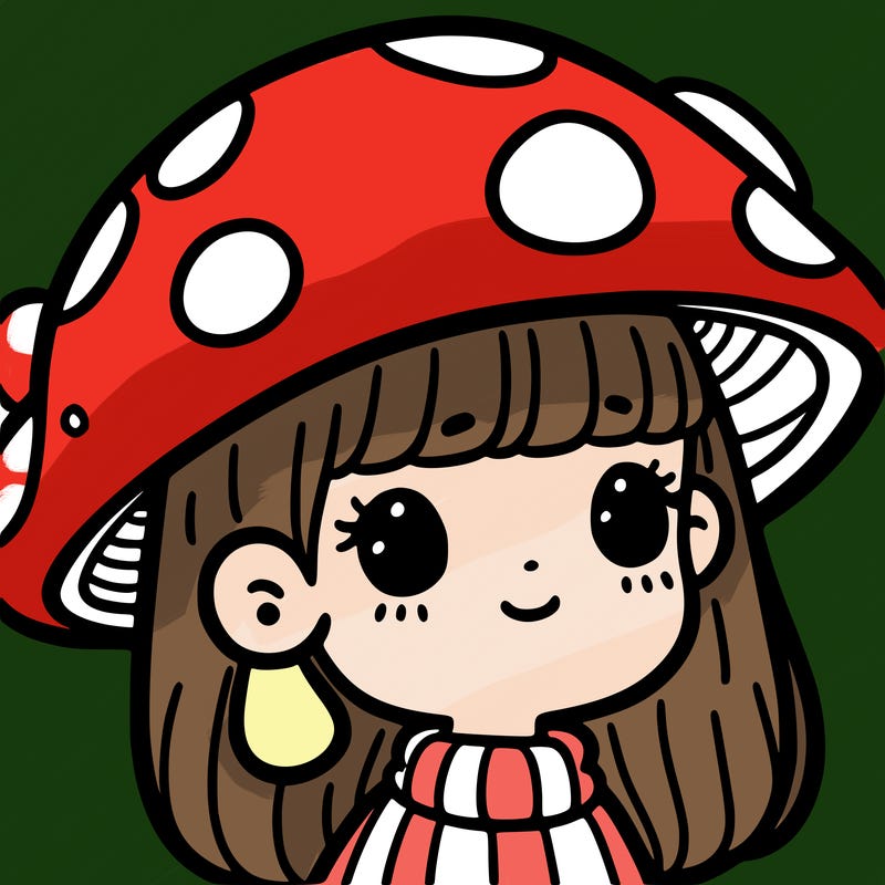 girl with mushroom hat