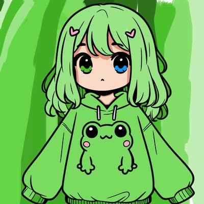 girl wearing frogging sweatshirt