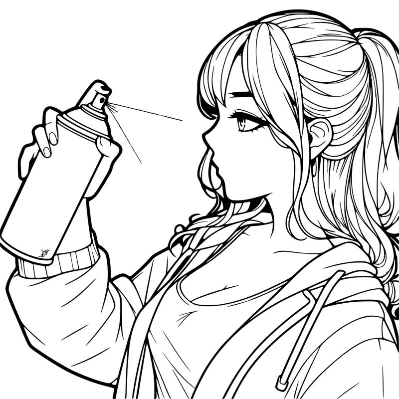 a realistic girl spray, painting