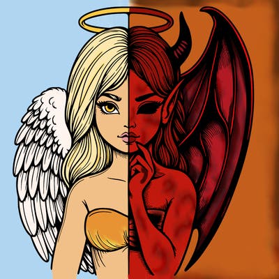 realistic angel half demon