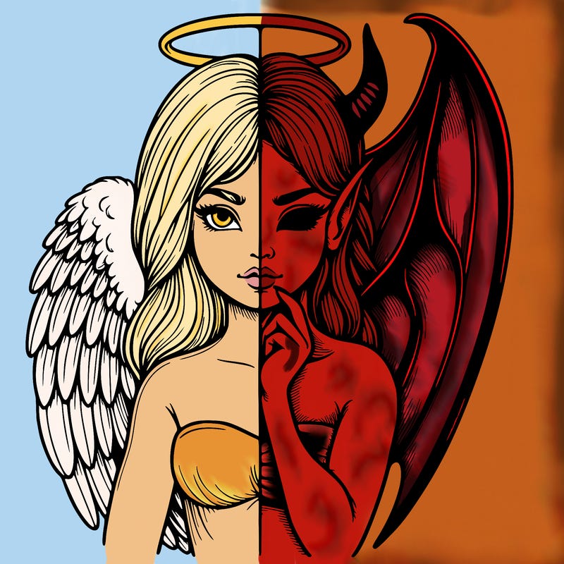 realistic angel half demon