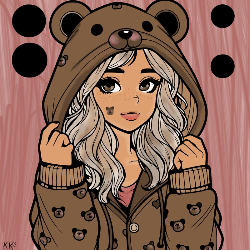 realistic girl in a animal pjs hoodie