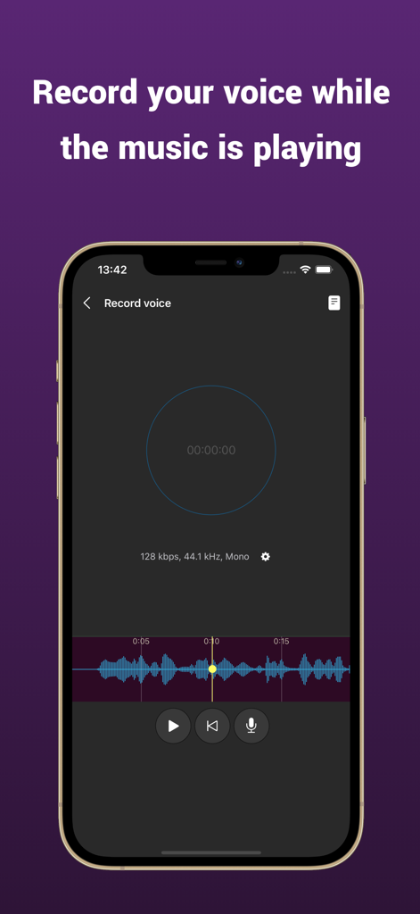 Add Music To Voice - A mobile app interface for recording voice over background music