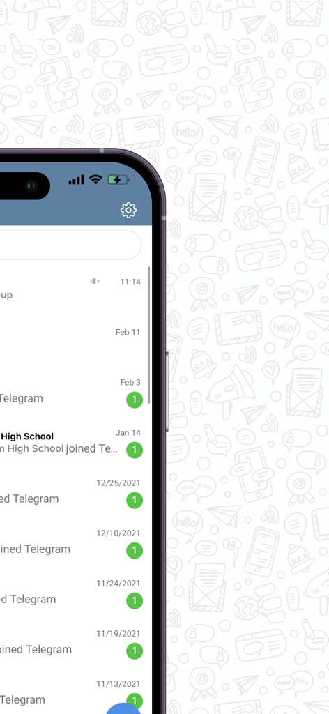 Messenger Web app showing a Telegram chat interface with unread message notifications