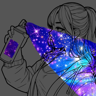 a realistic girl spray, painting