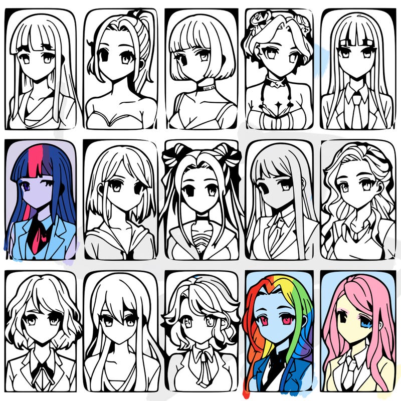 girls that look diffrent anime