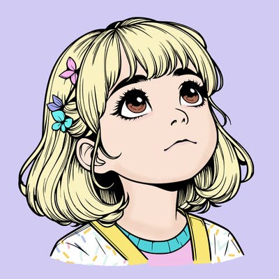 realistic girl looking up