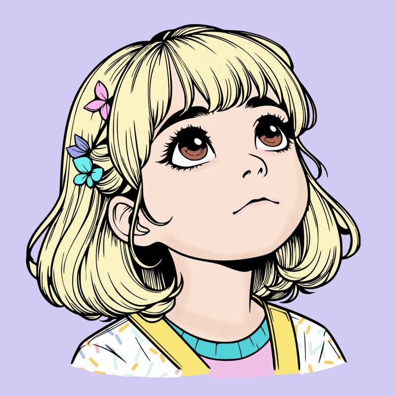 realistic girl looking up