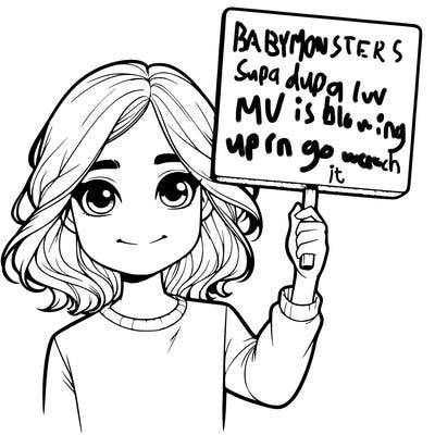 realistic girl holding up a sign