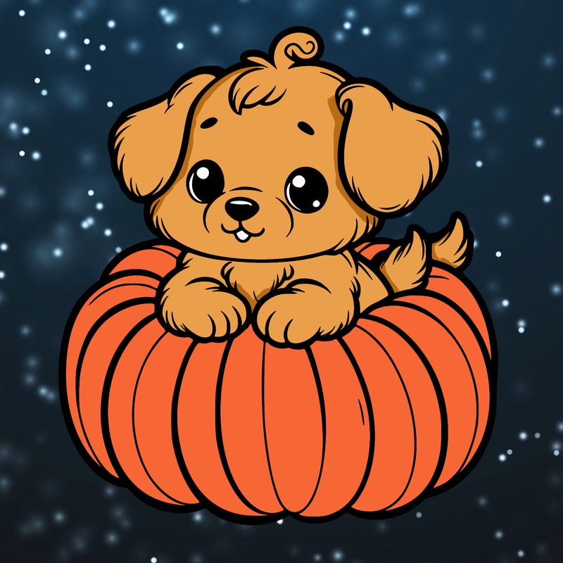 cute little puppy in a pumpkin