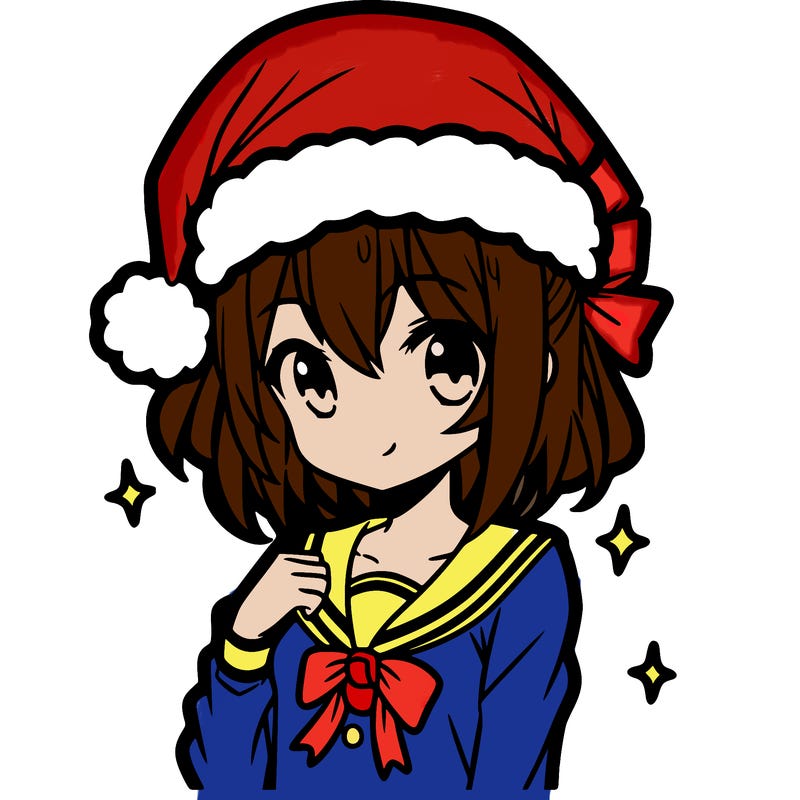 anime girl wearing a santa hat