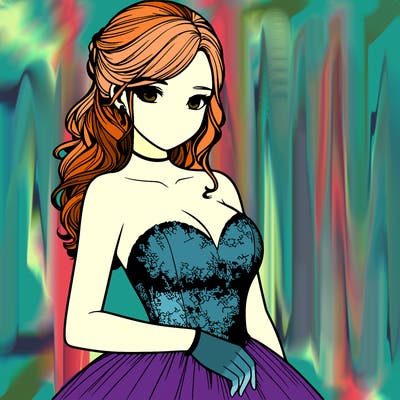 realistic girl in prom dress