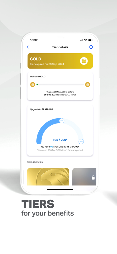 Schermata dell'app mobile ADNOC Dist che mostra i dettagli del livello fedeltà e il progresso verso lo stato Platinum