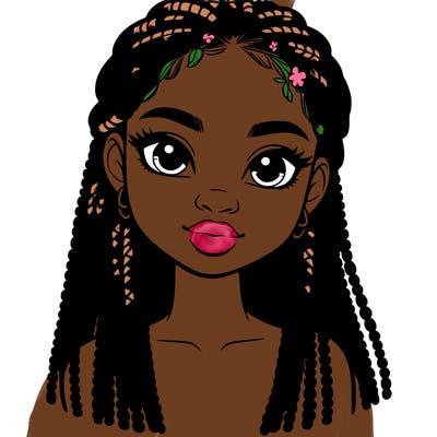 a realistic black girl with braids