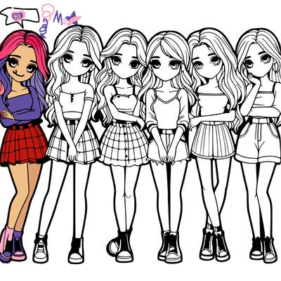 a group of girls realistic