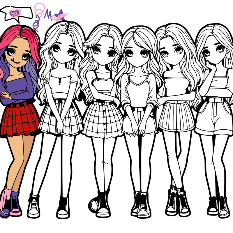 a group of girls realistic