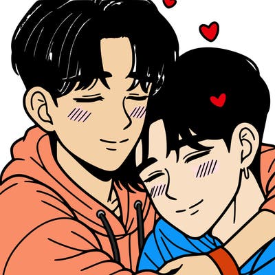 korean teen boys cuddling